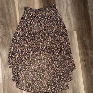 Streetwear Society Black Floral High-Low Maxi Skirt with Pink & Yellow Accents